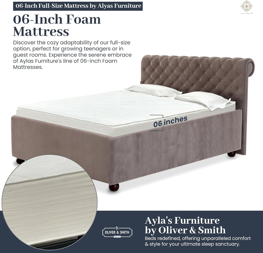 06-Inch Foam Mattress with cutaway showing layers and labels.